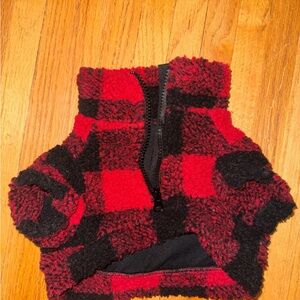 Red & Black Buffalo Plaid Sherpa Half-Zip Pullover (ForPets) Both Dog/Cat